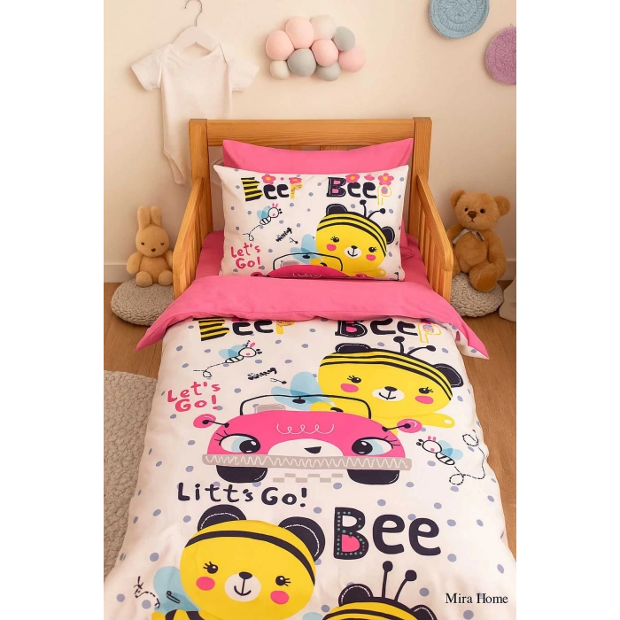 Digital Printed 3D Cotton Newborn Baby Bedding Set Lets Go Bee