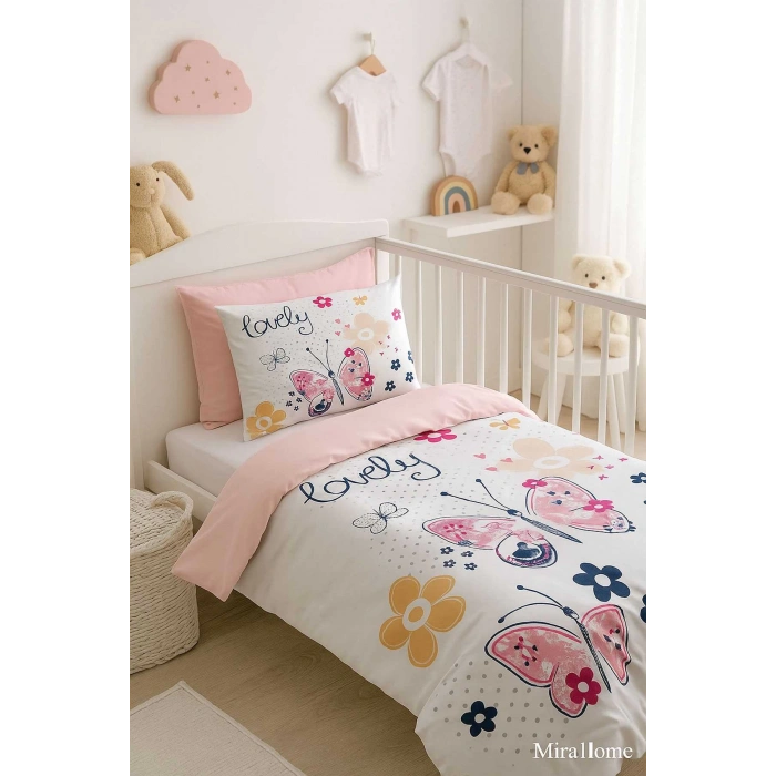 Цифровая печать 3D хлопкового комплекта постельного белья для новорожденных Прекрасная бабочка