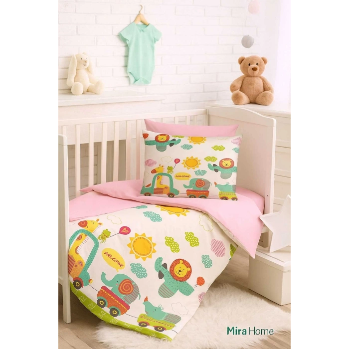 Digital Printed 3D Cotton Newborn Baby Bedding Set Welcome Zoo