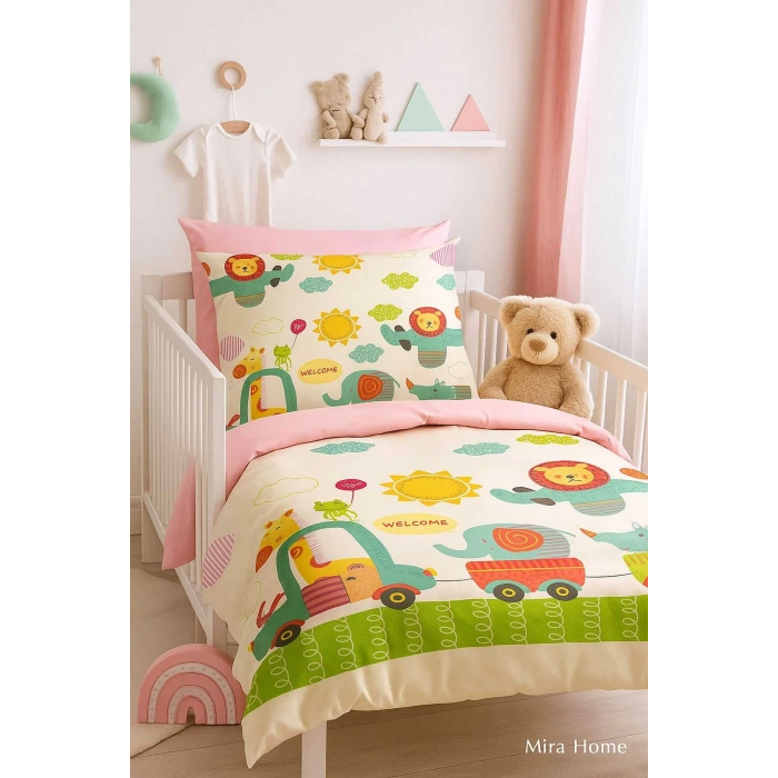 Digital Printed 3D Cotton Newborn Baby Bedding Set Welcome Zoo