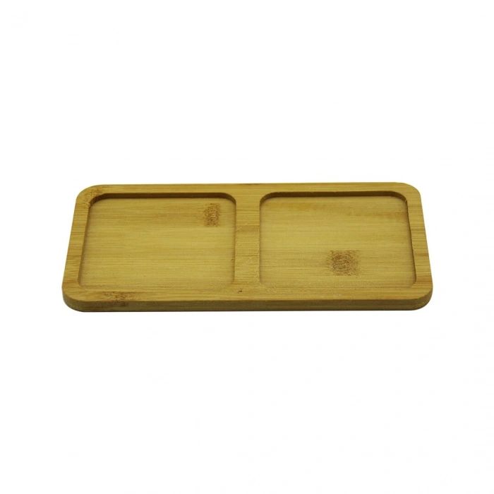 DİKDÖRTGEN - 2 BÖLMELİ - 10X19.5CM  AHŞAP BAMBU YAĞDANLIK ALTLIK (5365)