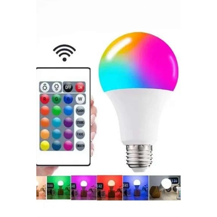 Dinamik Renkli Led Ampul E27 10 Watt Beyaz Lamba