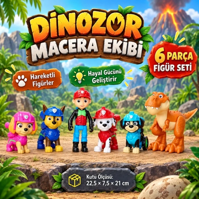 Dinozor Macera Ekibi Figür Seti 5 Adet Oyun Seti