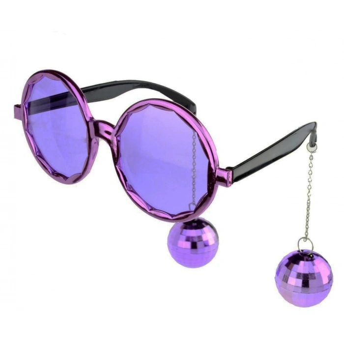 Disco Ball Hoop Party Glasses Purple Color 15x16 cm (5365)