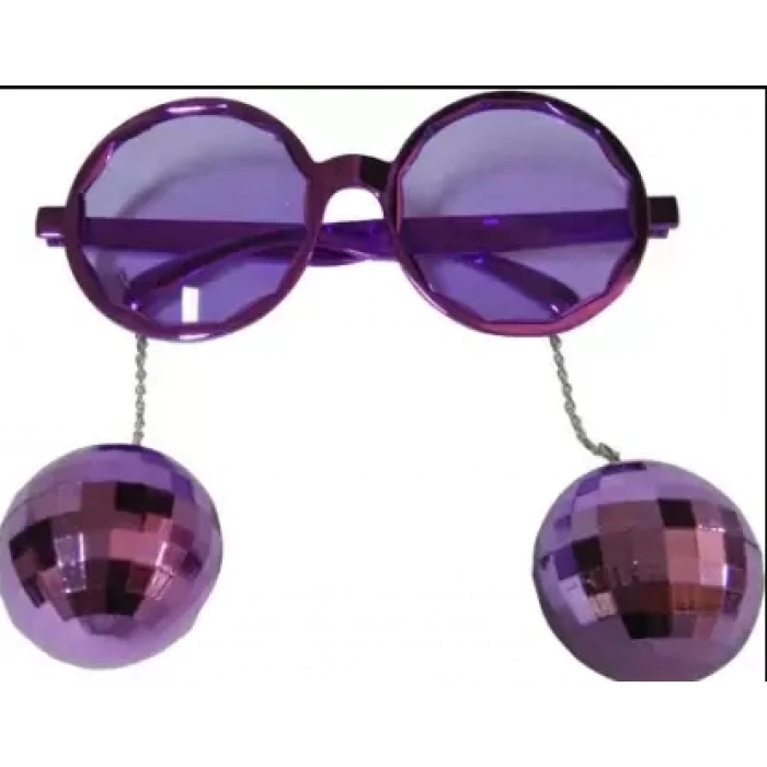 Disco Ball Hoop Party Glasses Purple Color 15x16 cm (5365)