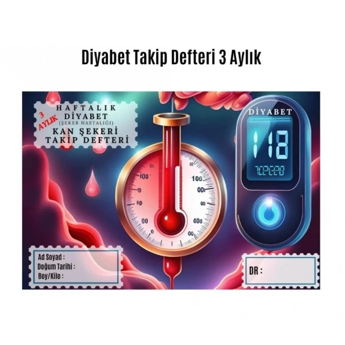 Diyabet Ölçüm Takip Çizelgesi Defteri A Kalite Özel Tasarım 3 Aylık A5