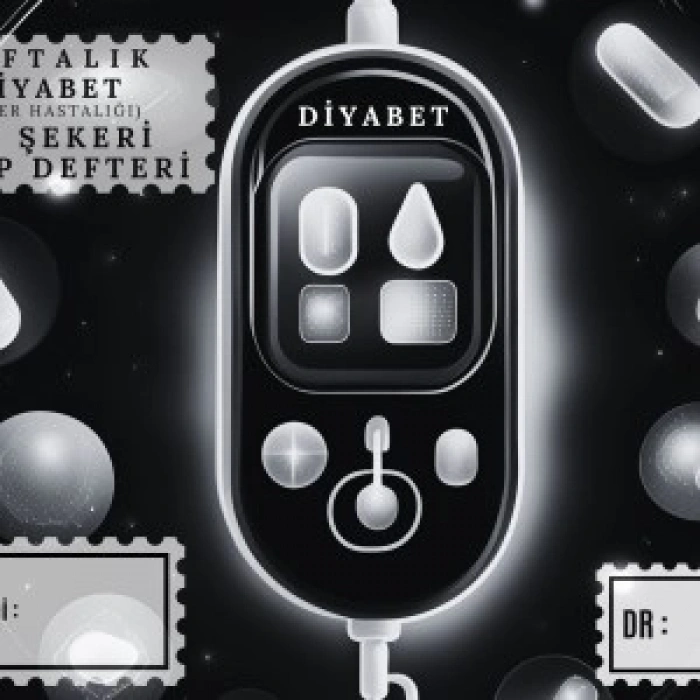 Diyabet Ölçüm Takip Çizelgesi Defteri A Kalite Özel Tasarım 3 Aylık A5 Siyah-beyaz