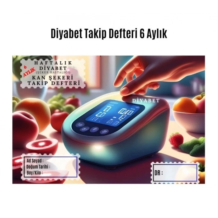 Diyabet Ölçüm Takip Çizelgesi Defteri A Kalite Özel Tasarım 6 Aylık A6 Boyut Yüksek Motiveli