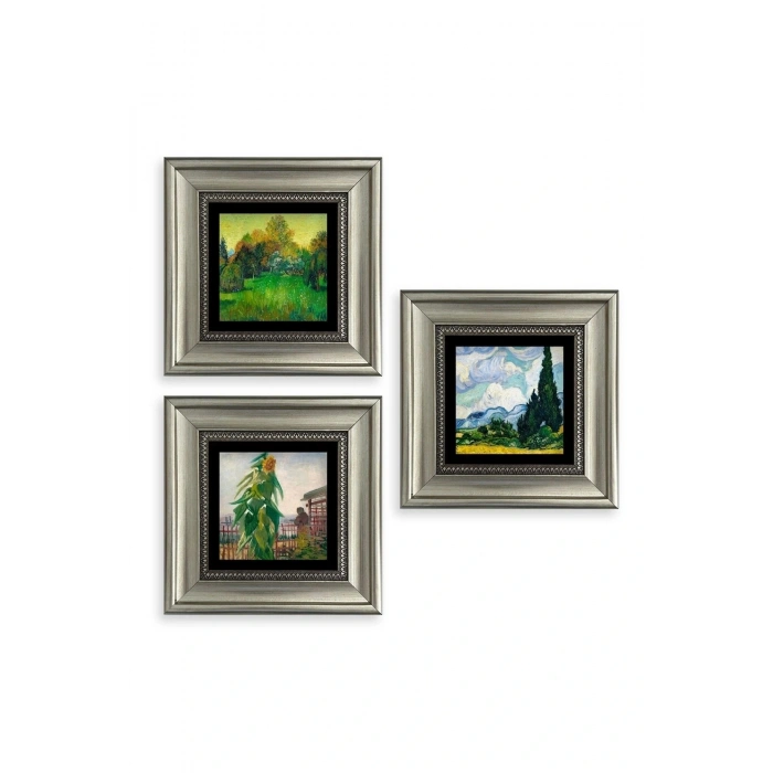Doğa 3 lü Set Çerçeveli Taş Tablo 20 cm