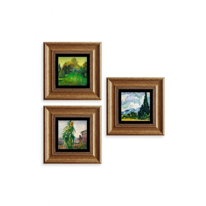 Doğa 3 lü Set Çerçeveli Taş Tablo 20 cm