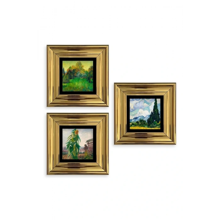 Doğa 3 lü Set Çerçeveli Taş Tablo 20 cm