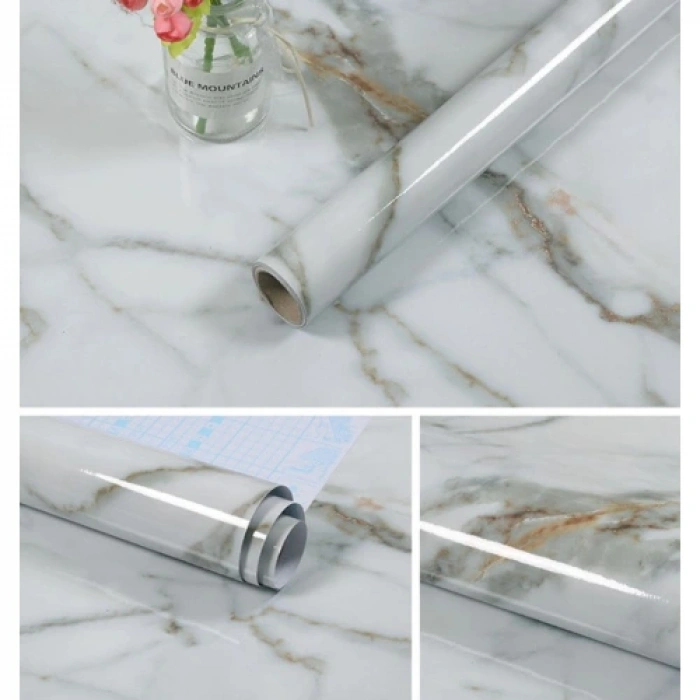 Natural Marble Patterned Adhesive Countertop Foil 5M