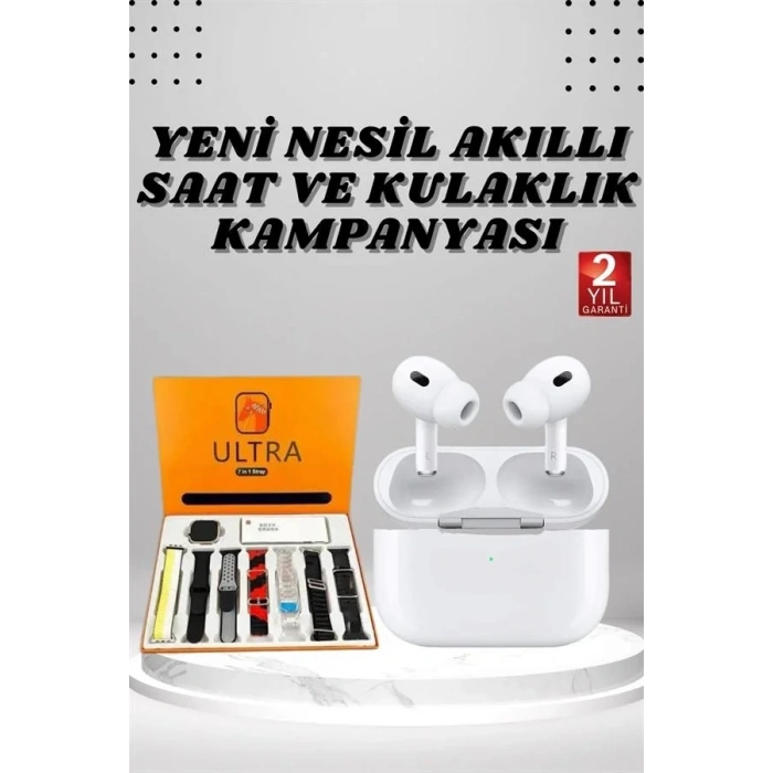 Dokunmatik Akıllı Saat Ve Kulaklık Seti Android İos Uyumlu