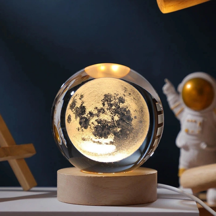 Full Moon Design Lighted Glass Sphere