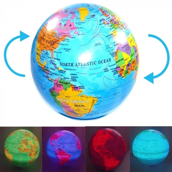 Dönme Özellikli Işıklı Dünya 14 Cm Sert Plastik