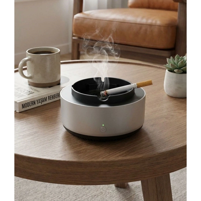 Dumanı İçine Çeken Akıllı Kül Tablası – Kokusuz, Filtreli ve Otomatik Duman Emici Küllük