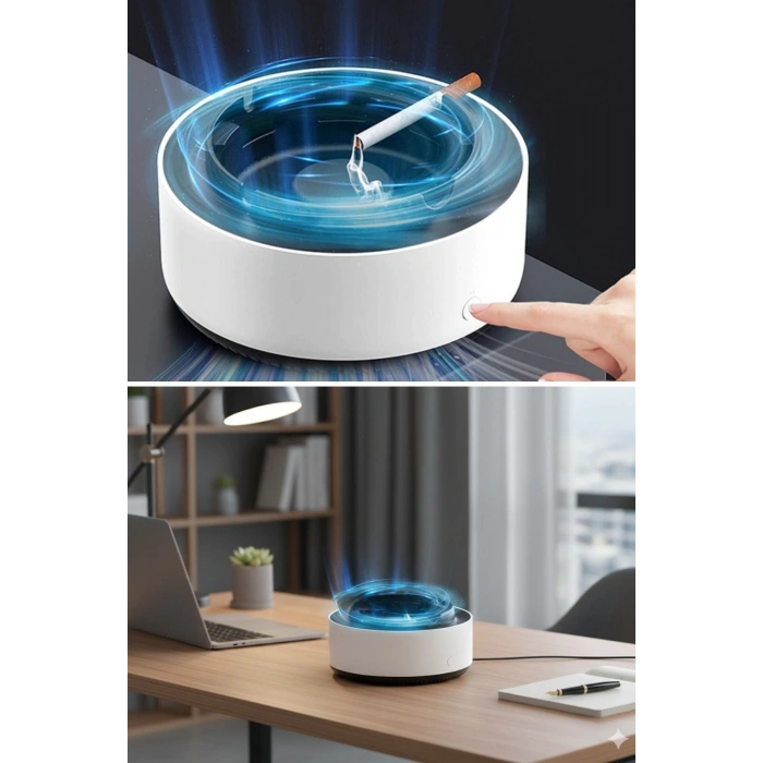 Dumanı İçine Çeken Akıllı Kül Tablası – Kokusuz, Filtreli ve Otomatik Duman Emici Küllük