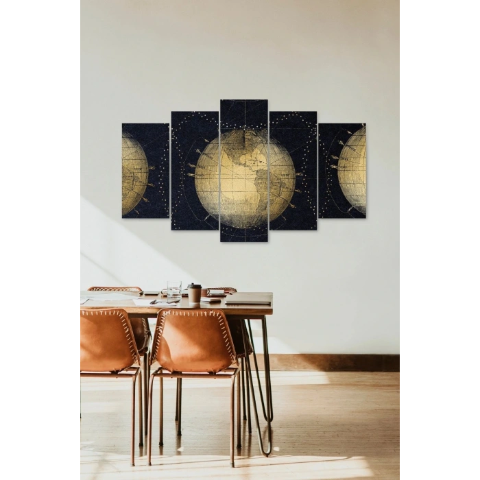 Dünya Manzarası 5 Parçalı Mdf Tablo 60 x 100