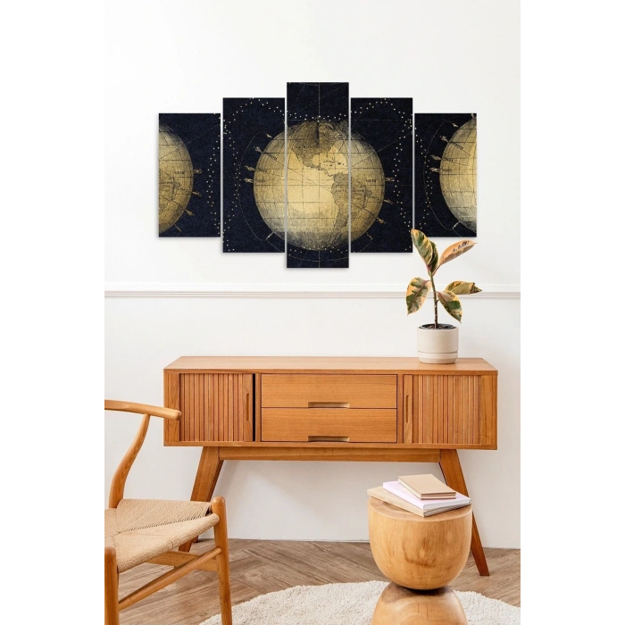 Dünya Manzarası 5 Parçalı Mdf Tablo 60 x 100