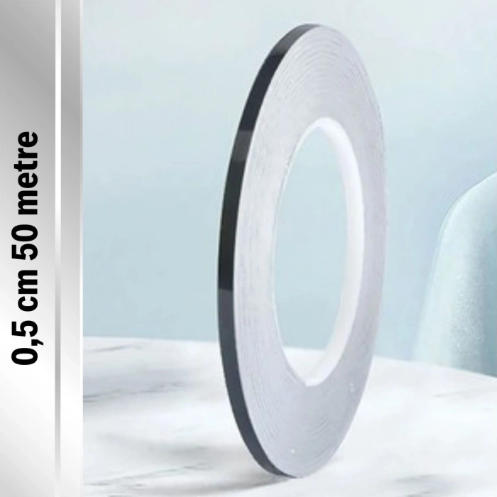 Durukar® 0.5 cm Kalınlık Gümüş Renk Fayans Arası Dekoratif Şerit Bandı – 50 Metre Uzunluk, Banyo ve Derz Arası Suya Dayanıklı Estetik Dekorasyon Bandı