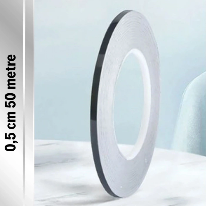 Durukar® 0.5 cm Kalınlık Gümüş Renk Fayans Arası Dekoratif Şerit Bandı – 50 Metre Uzunluk, Banyo ve Derz Arası Suya Dayanıklı Estetik Dekorasyon Bandı