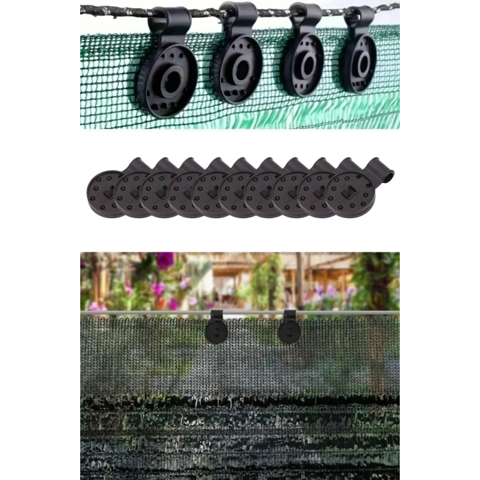 Durukar® 10 Adet Güneşlik Filesi Sabitleme Klipsleri, Gölgelik Bezi ve Brandalar İçin Dayanıklı Plastik Kelepçe Kancaları