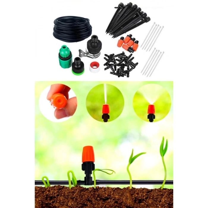 Durukar® 10 Metre Bahçe Damlama Sulama Sistemi Seti Hortum ve Ek Parçaları