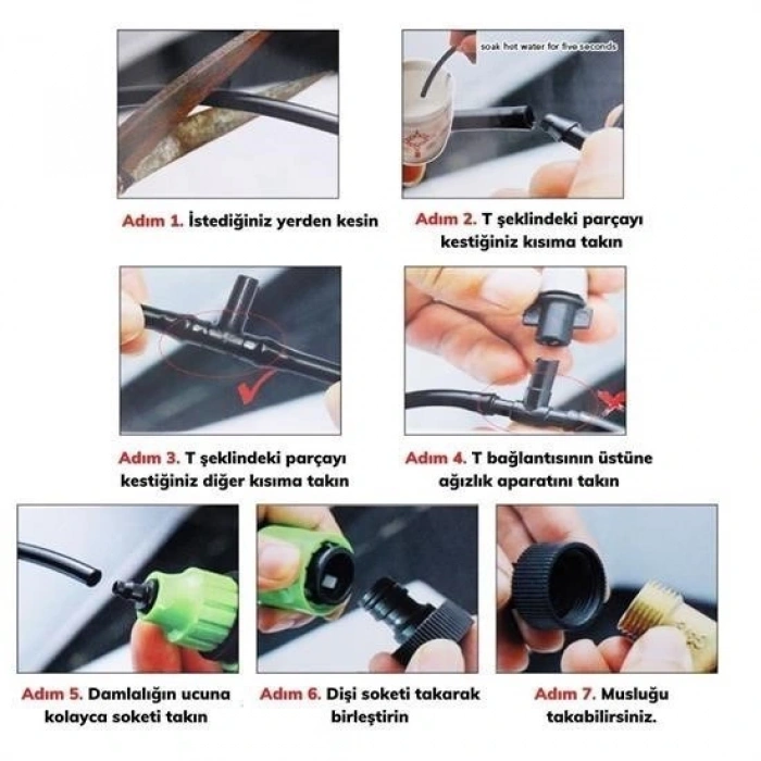 Durukar® 10 Metre Kendin Yap Balkon Veranda Çardak Kamelya Sulama Serinletme ve Nemlendirme Sistemi