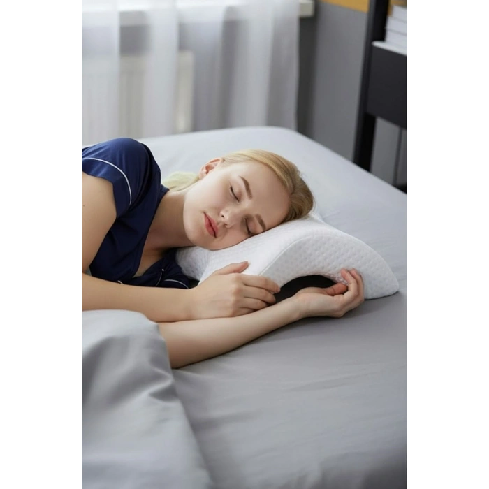 Durukar® % 100 Visco Kavisli Ortopedik Yıkanabilir Kumaş Kılıflı Bel Boyun Bacak Ağrıları İçin Yastık