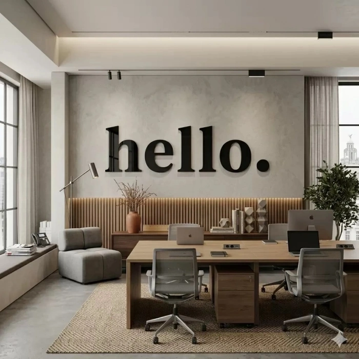 Durukar® 100x35 cm Dev Boy hello. Yazılı Kırılmaz Pleksi Ayna - Premium Ofis ve Villa Antre Dekoru