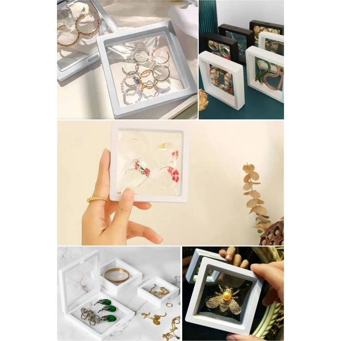 Durukar® 11x11cm Standlı 3D Takı Ziynet Hatıra Koleksiyon Saklama Kutusu Şeffaf Film Çerçevesi