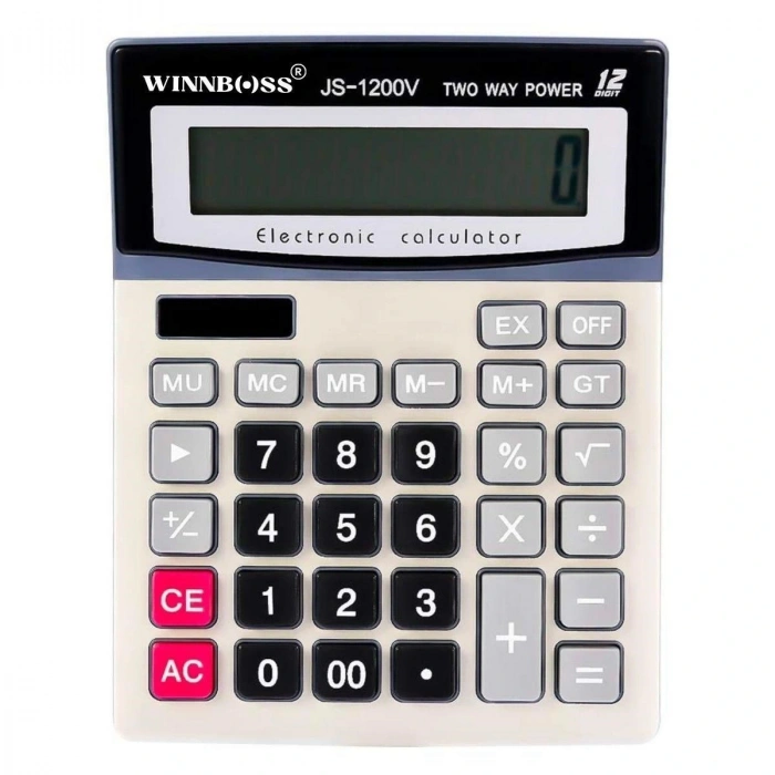 Durukar® 12 Digit Wide LCD Display, Battery-Powered Large Button Calculator