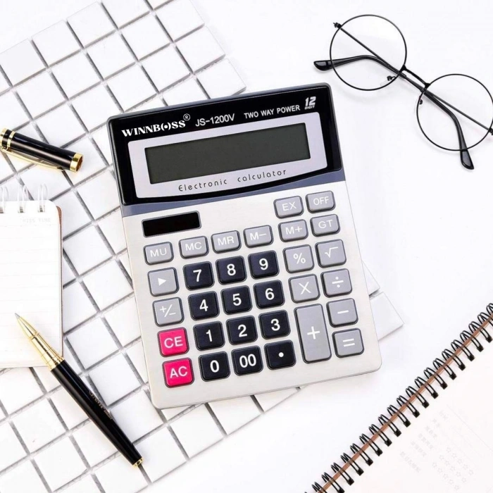 Durukar® 12 Haneli Geniş LCD Ekran, Pilli Büyük Düğmeli Hesap Makinesi