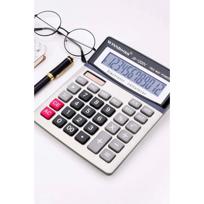 Durukar® 12 Haneli Geniş LCD Ekran, Pilli Büyük Düğmeli Hesap Makinesi