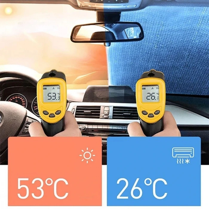 Durukar® 120*55 cm Ambalajlı Vantuzlu Araç İçi Ön Cam Perdesi Katlanabilir Güneşlik