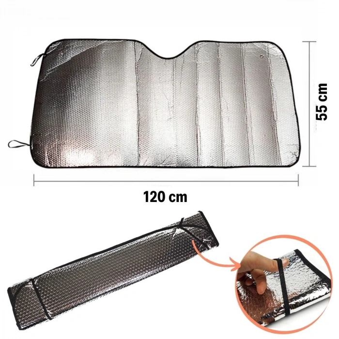 Durukar® 120*55 cm Ambalajlı Vantuzlu Araç İçi Ön Cam Perdesi Katlanabilir Güneşlik