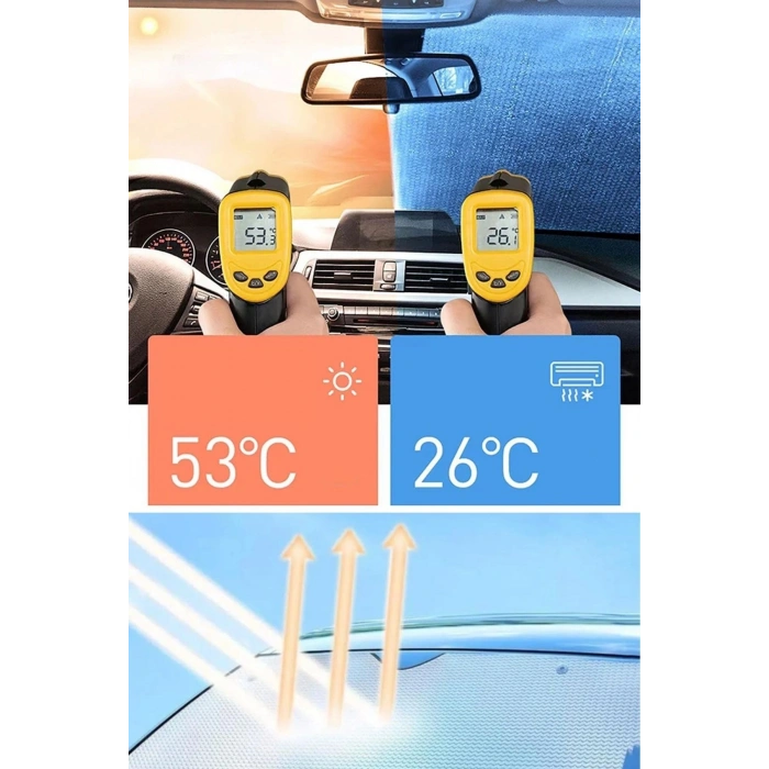 Durukar® 120*55 cm Ambalajlı Vantuzlu Araç İçi Ön Cam Perdesi Katlanabilir Güneşlik