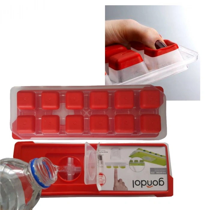 Durukar® 12li Kapaklı Yapışmaz Silikon Tabanlı Plastik Küp Buz Kalıbı