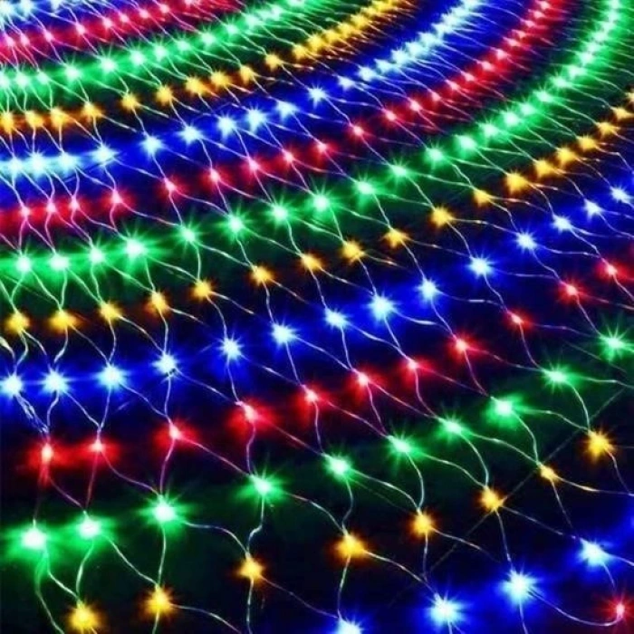Durukar® 1x2 Metre Dekoratif File Ağ Perde 192 LED 8 Animasyonlu Farklı Işık Modu RGB Fişli