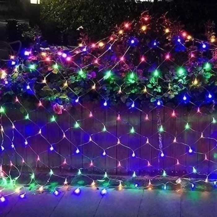 Durukar® 1x2 Metre Dekoratif File Ağ Perde 192 LED 8 Animasyonlu Farklı Işık Modu RGB Fişli