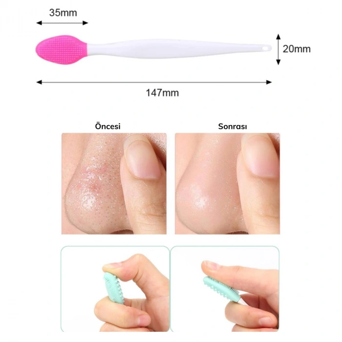 Durukar® 2 Adet Dudak Fırçası Peeling Etkili Gözenek  Siyah Nokta Temizleyici Akne Giderici Çift Yönl