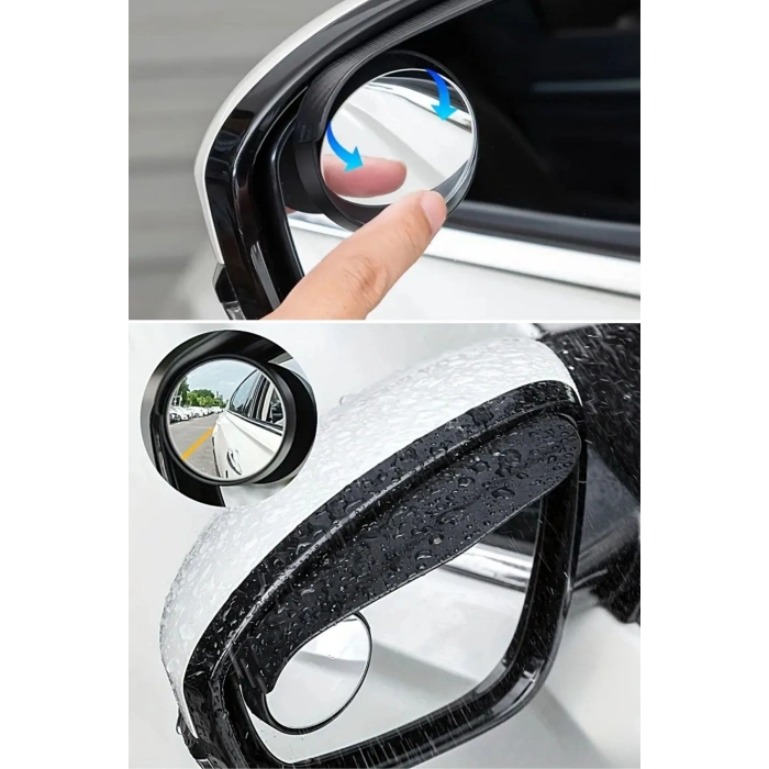 Durukar® 2 Adet Kendinden Aynalı Karbon Fiber Görünümlü Araba Yan Ayna Yağmur Koruyucuları Yağmur & Kar Kalkanı Visörler