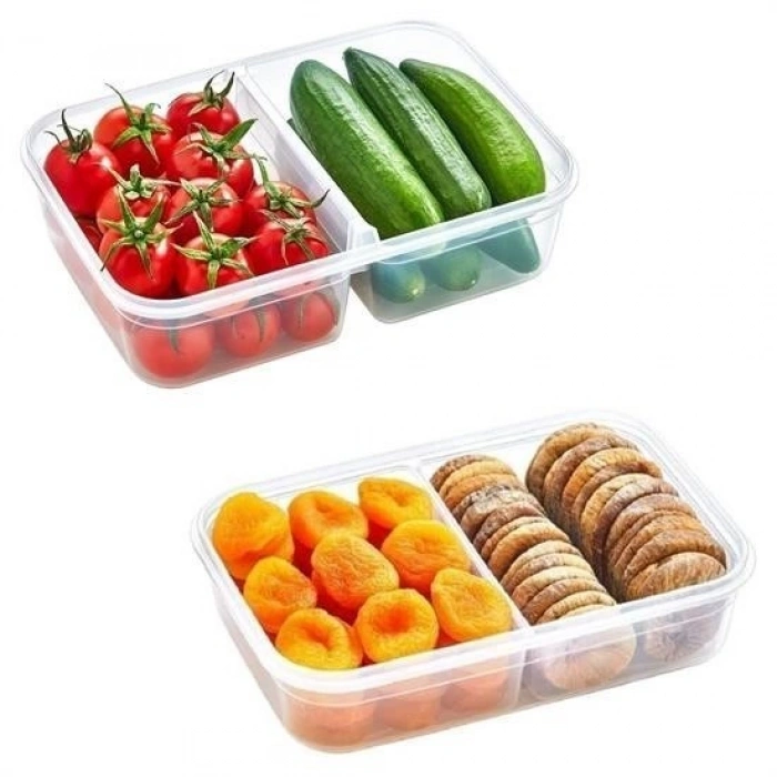 Durukar® 2 Compartment Leak-Proof Gasket Sealed Locking Lid 1 Liter Food Storage Container -LC505