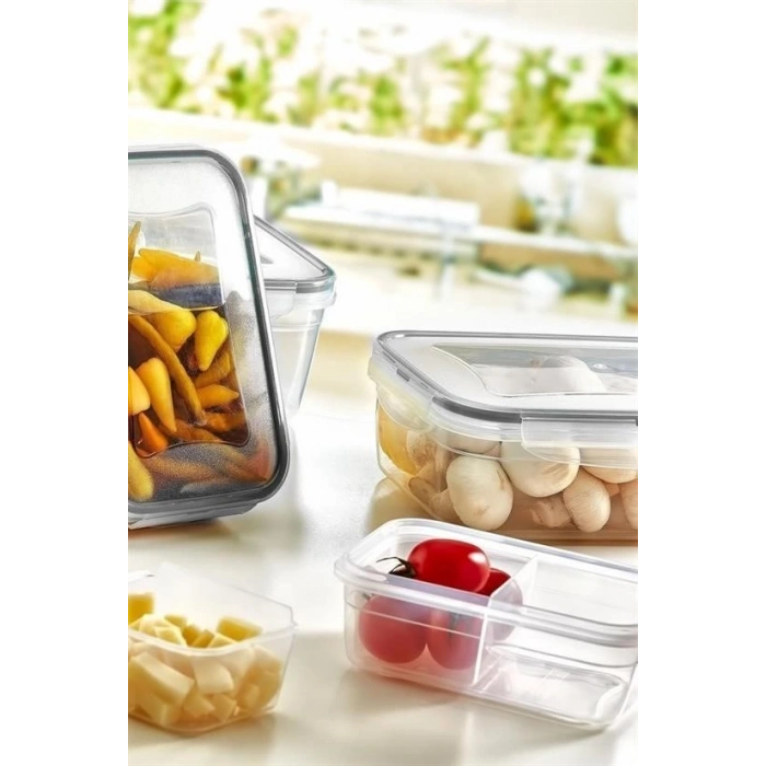 Durukar® 2 Compartment Leak-Proof Gasket Sealed Locking Lid 1 Liter Food Storage Container -LC505