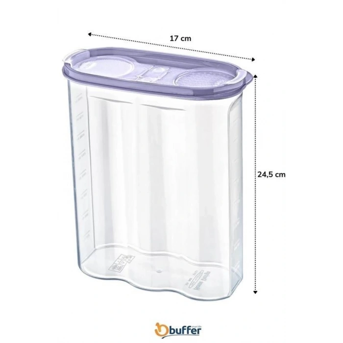 Durukar® 2 Compartment Scaled Dry Food Storage Container 2.4 Liter-SA940