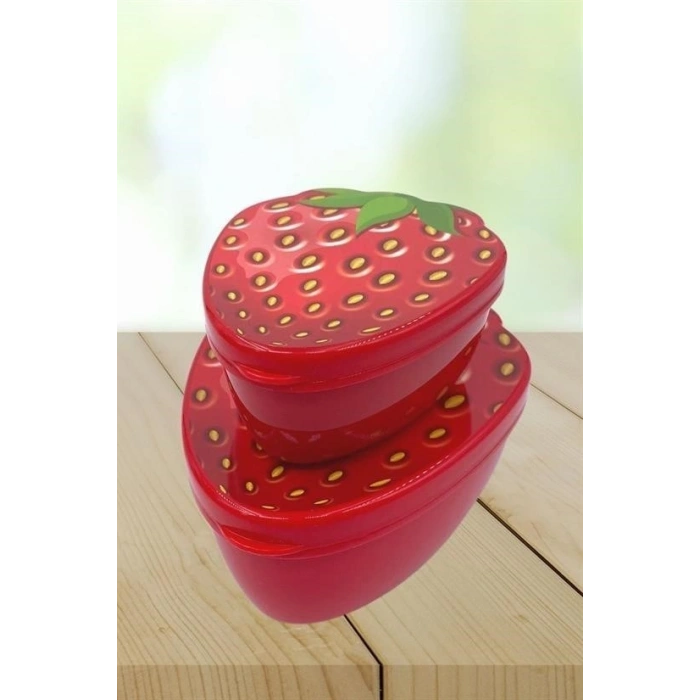 Durukar® 2-Piece Nested Strawberry Design Storage and Feeding Container Set (550 ml + 250 ml)