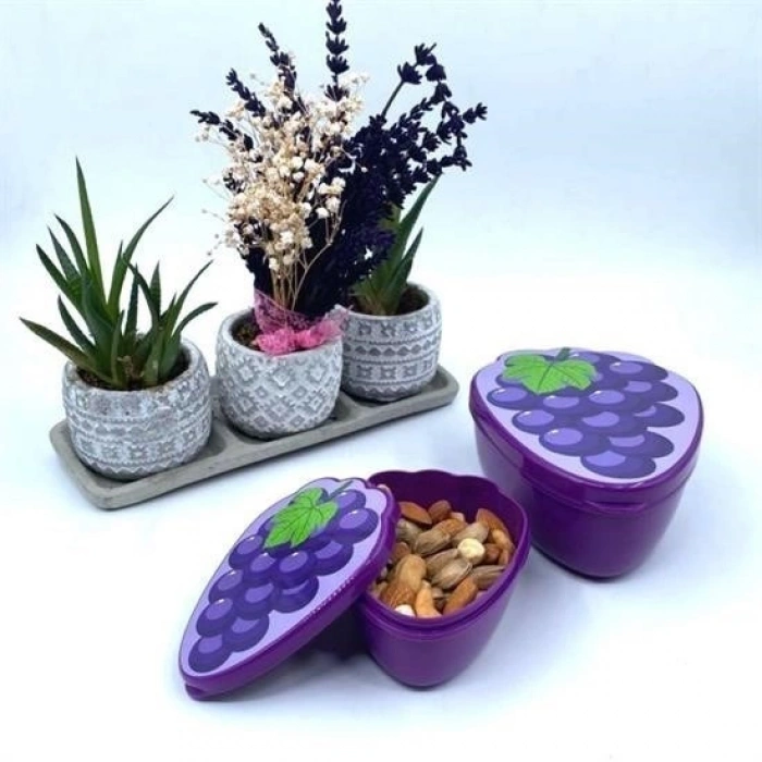 Durukar® 2-Piece Nested Grape Design Storage and Feeding Container Set (550 ml + 250 ml)
