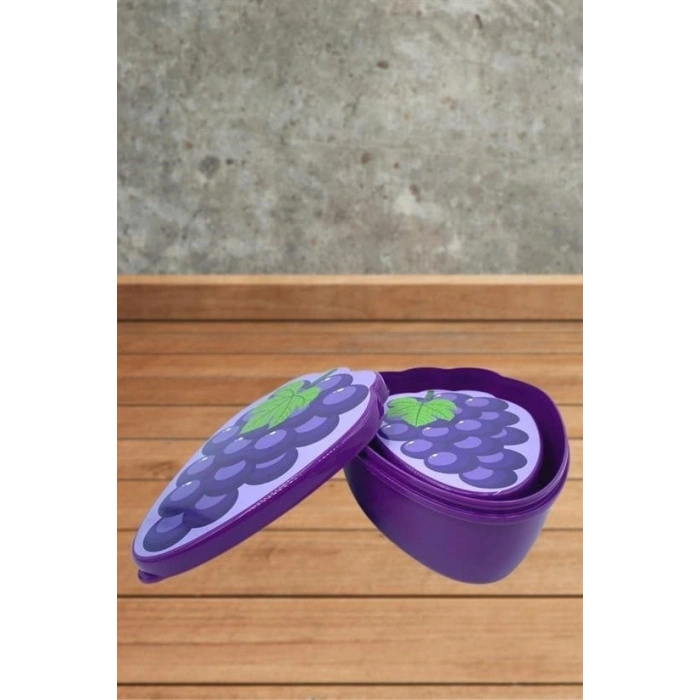 Durukar® 2-Piece Nested Grape Design Storage and Feeding Container Set (550 ml + 250 ml)