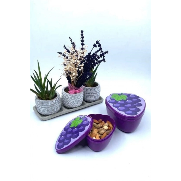 Durukar® 2-Piece Nested Grape Design Storage and Feeding Container Set (550 ml + 250 ml)