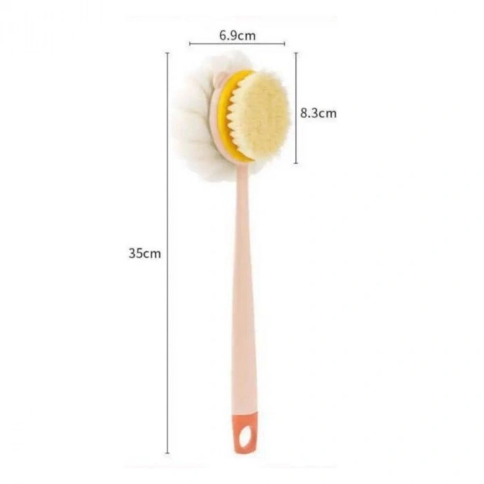 Durukar®  2si 1 Arada Çift Taraflı Uzun Saplı Fırçalı Banyo Vücut Sırt Fırçası Banyo Lifi
